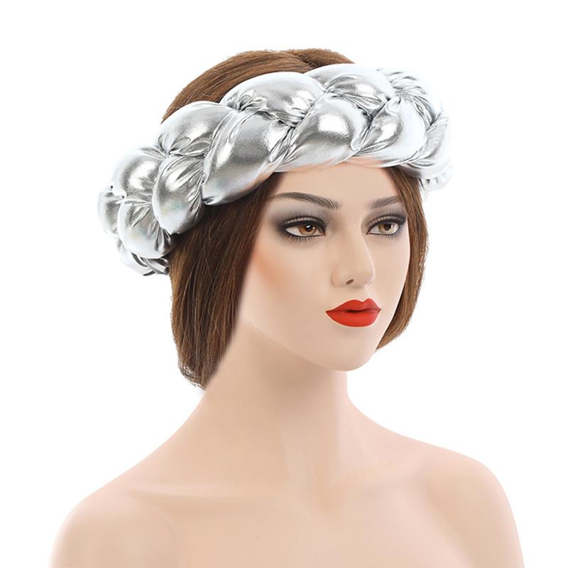 

Модные косички, повязки на голову для женщин, эластичные резинки для волос ярких цветов, женские тюрбаны, женские головные уборы, аксессуары, повязка, бандана серебряный