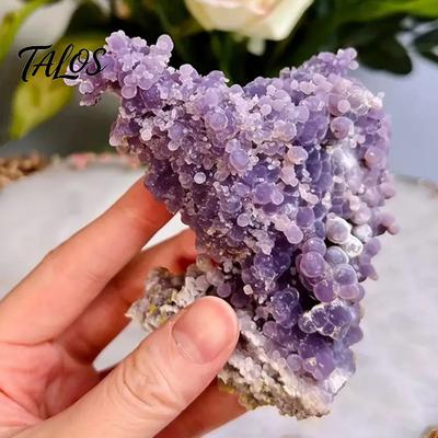 Landscaping Stone Natural Grape Agate Crystal Cluster, Mineral Gemstone, Polished Garden Stones for Aquarium Terrarium Decor, Unique Gift Collectors