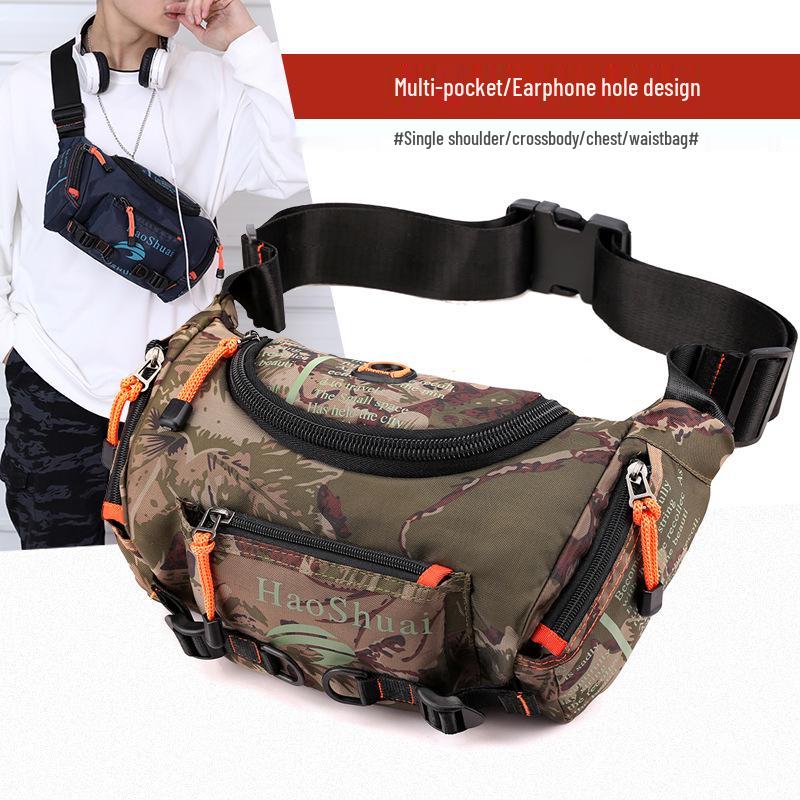 Men's Multifunctional Waterproof Outdoor Waist Bag: Single Shoulder, Crossbody, and Chest Bag for Cycling and Mountaineering with Large Capacity.