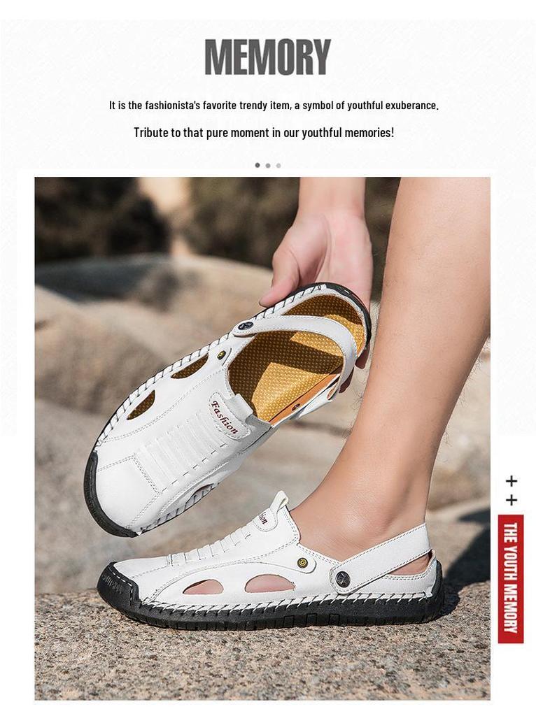 2026 Men's Plus Size Closed-Toe Beach Sandals - Non-Slip Soft Sole Summer Slippers