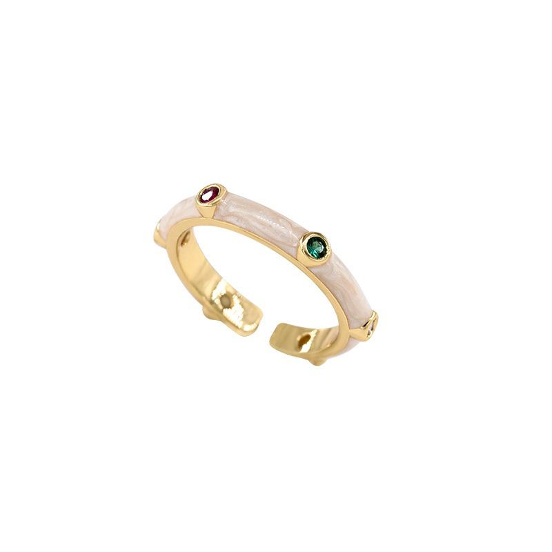 Retro Colored Diamond Drip Glaze Adjustable Ring - Fashionable and Unique High-End Jewelry for Women