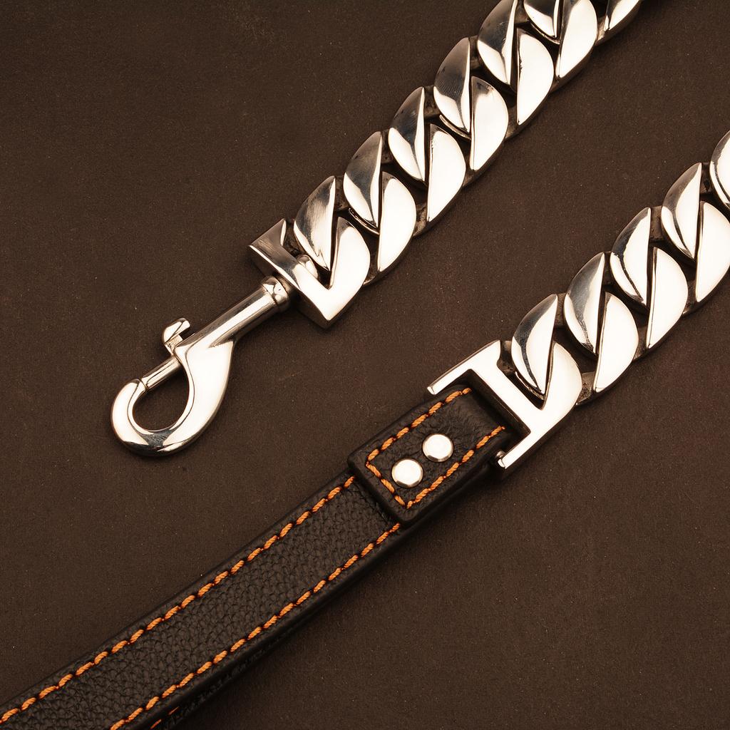 32mm Wide Titanium Steel Stainless Steel Fine Polished Casting Thick Chain Dog Leash Bully Bulldog Pet Dog Leash