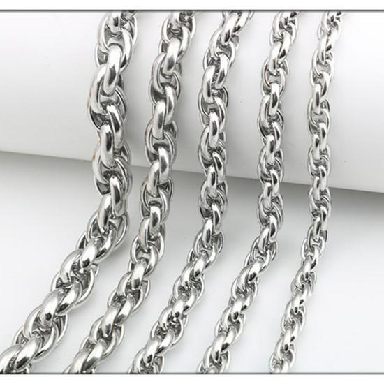 Stainless Steel Egg-Shaped Double-Clasp Twisted Chain Necklace with Dog Tag Pendant for Men and Women