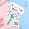 Cartoon DIY Doodle Fan for Children, Cute Hand-Painted Blank Small Fan, Kindergarten Coloring and Painting Plastic Round Fan