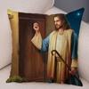 Vintage Jesus Christ Cushion Cover for Sofa Home Decor Colorful Cartoon Christ Savior Pillow Case Soft Plush Pillowcase xcm