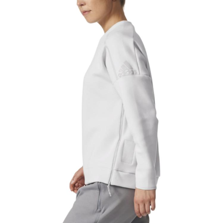 Adidas Z.N.E. Crew Neck Fashion Versatile Pullover Sweatshirt Women Sweatshirt White BR1936