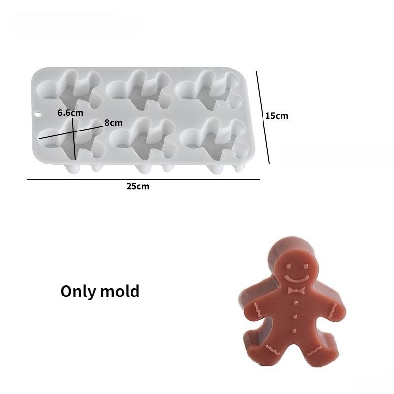 1PC Christmas Gingerbread Man Christmas Tree Silicone Mold Epoxy Resin Santa Claus Scented Candle Mold Handmade Products