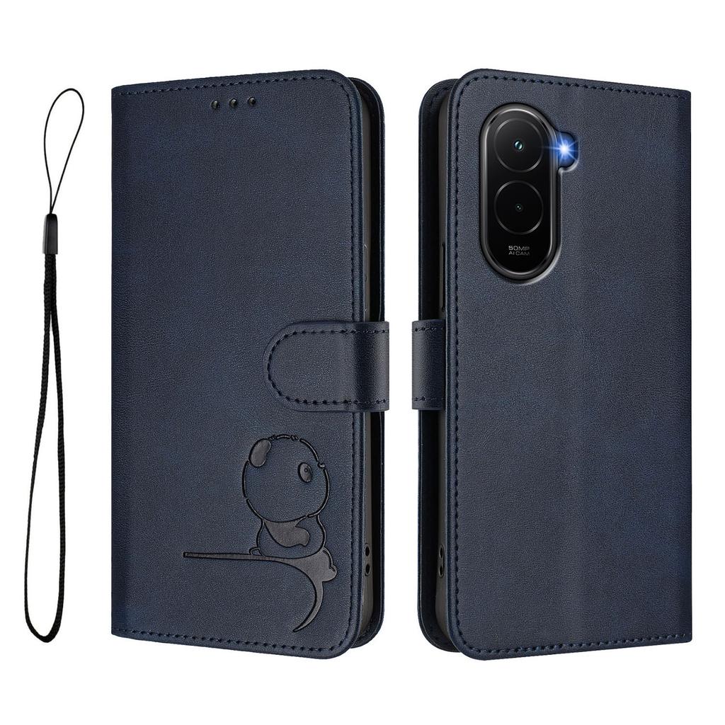 Für Xiaomi Poco M7 Plus 5G/M7 4G (169mm) Hülle Panda-Aufdruck RFID-Blockierendes Portemonnaie Leder Handyhülle mit Handschlaufe