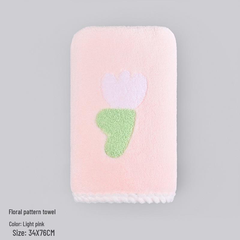 Soft Coral Fleece Embroidered Quick-Dry Towel for Home and Bath - Highly Absorbent for Adult Bathing & Face Washing 76x34 cm