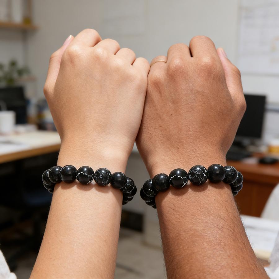 Minimalist Elegance 2Pcs Couple Bracelet Handmade Obsidian Malachite Tiger Eyes Paired Beaded Braslet Valentine Day Accessories