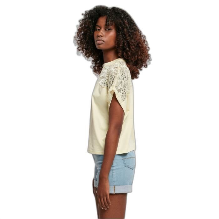 T-shirt court en dentelle femme Urban Classics Oversized GT - jaune - 5XL