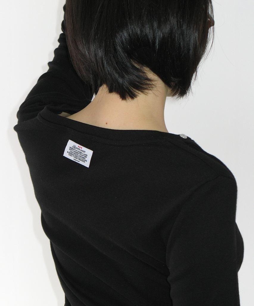 RONRON Button Shoulder Slim Fit Long Sleeve Black