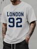 Unisex Summer Light Blue Crew Neck Tee LONDON 92 Print Casual Short Sleeve Daily Basic Athletic Chelsea UK Fashion T Shirt