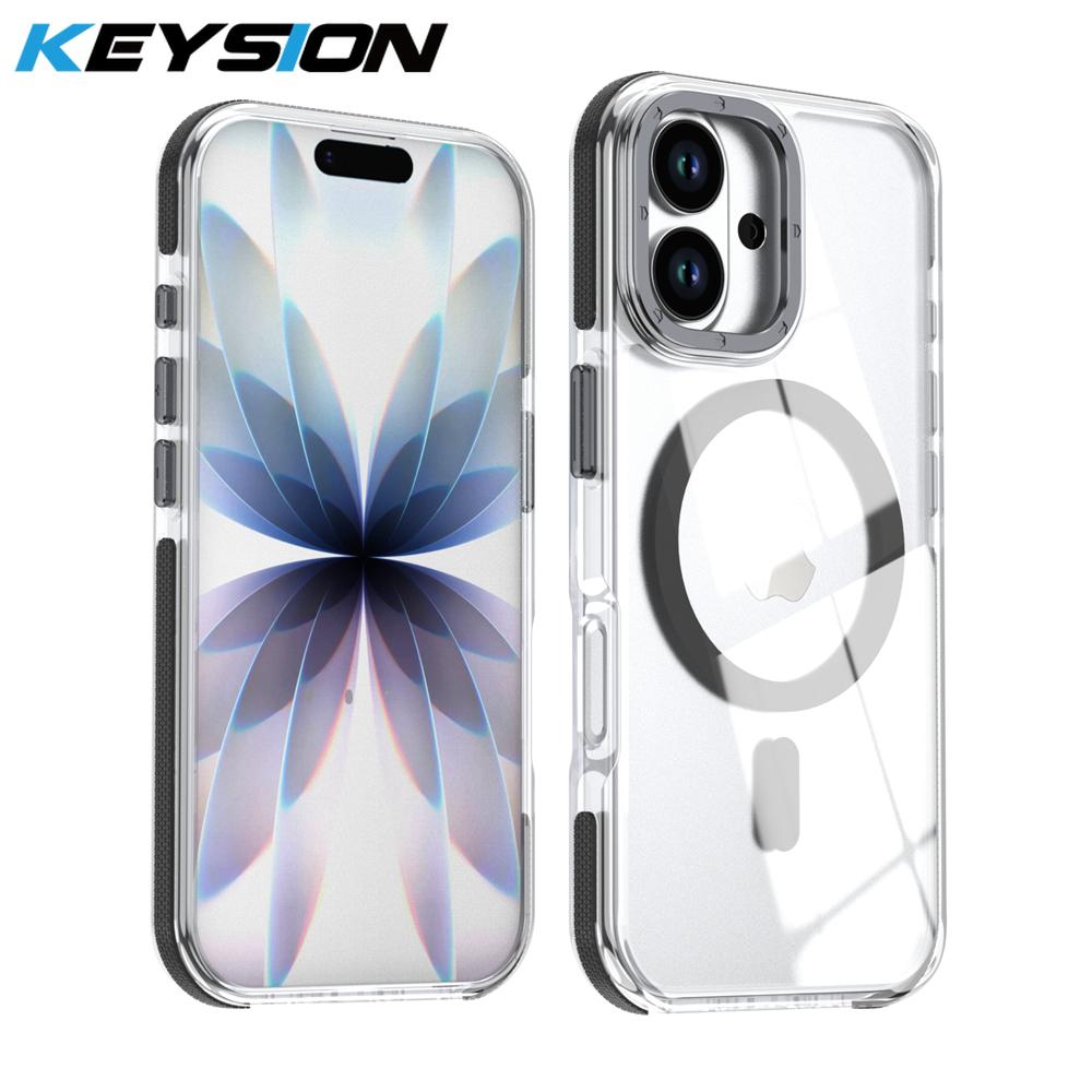 KEYSION HD Transparent Magnetic Case for MagSafe for iPhone 17 Pro Max Wireless Charging Shockproof Phone Cover for iPhone17 Air