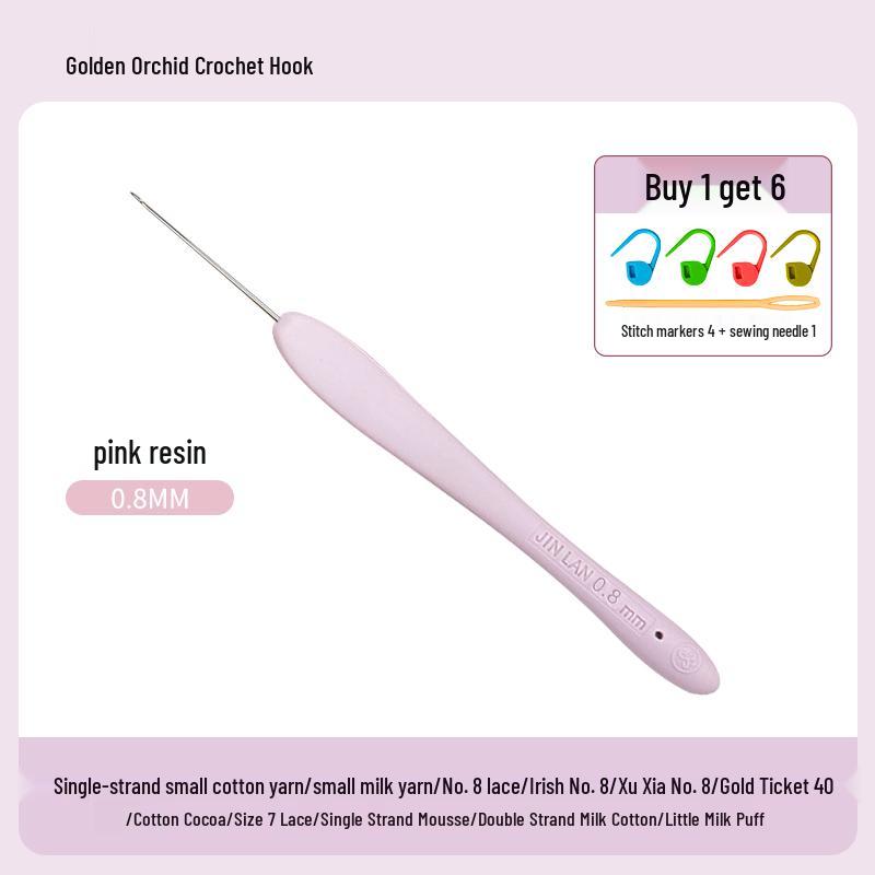 Soft Grip Resin Crochet Hook with Hand-Polished Stainless Steel Needle for Doll and Wool Knitting
