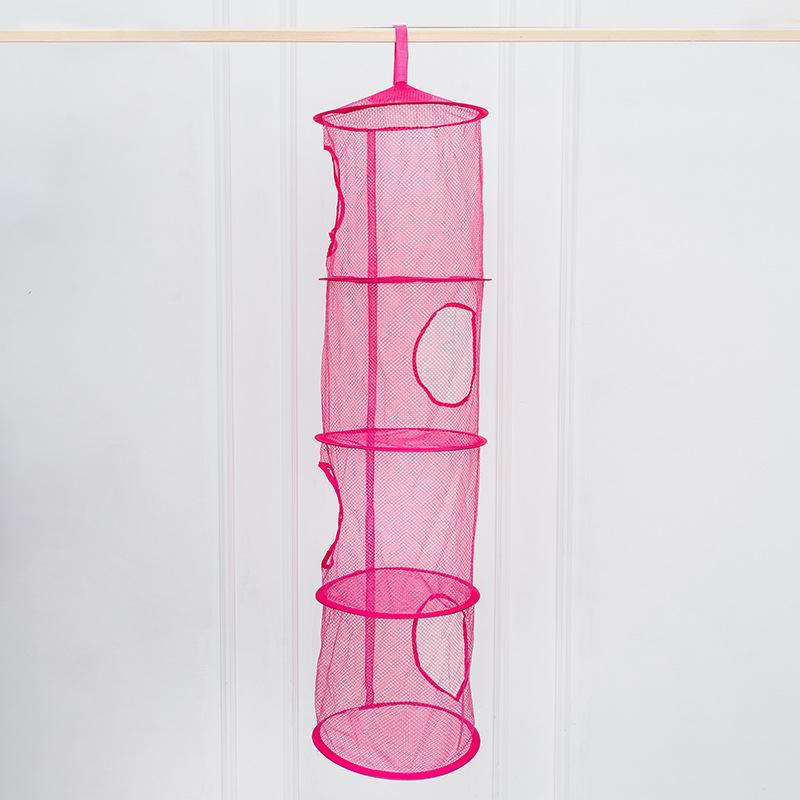 Portable Home Organizer Bag 4 Girds Clothes Storage Basket Folding Basket Teddy Hammock Net Storage Hanging Bag