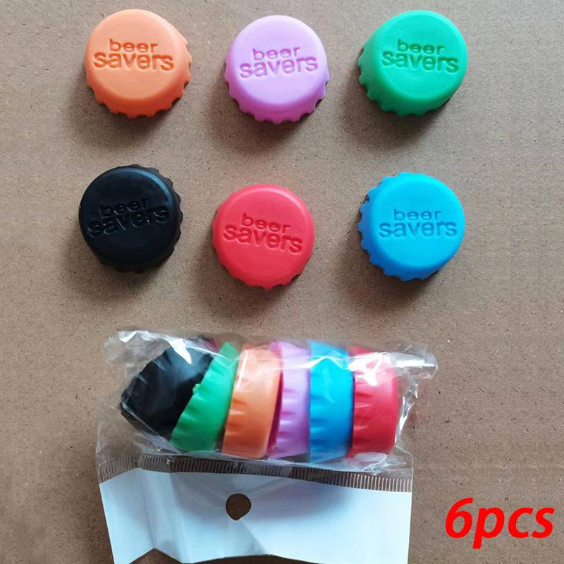 

6/12/24pcs Candy Colors Reusable Silicone Beer Bottle Caps 6pcs Fresh - Keeping Soda Beer Sealing Bar Utensils JPS007