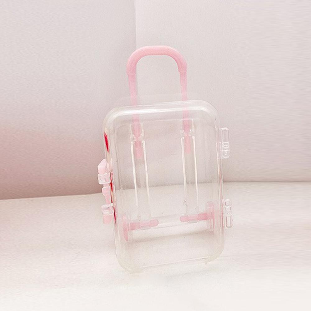 

Мини-багаж, прозрачный ящик для хранения, милый чемодан, коробки для конфет, креативная свадебная вечеринка, маленькая тележка, пластиковый органайзер для украшений розовый