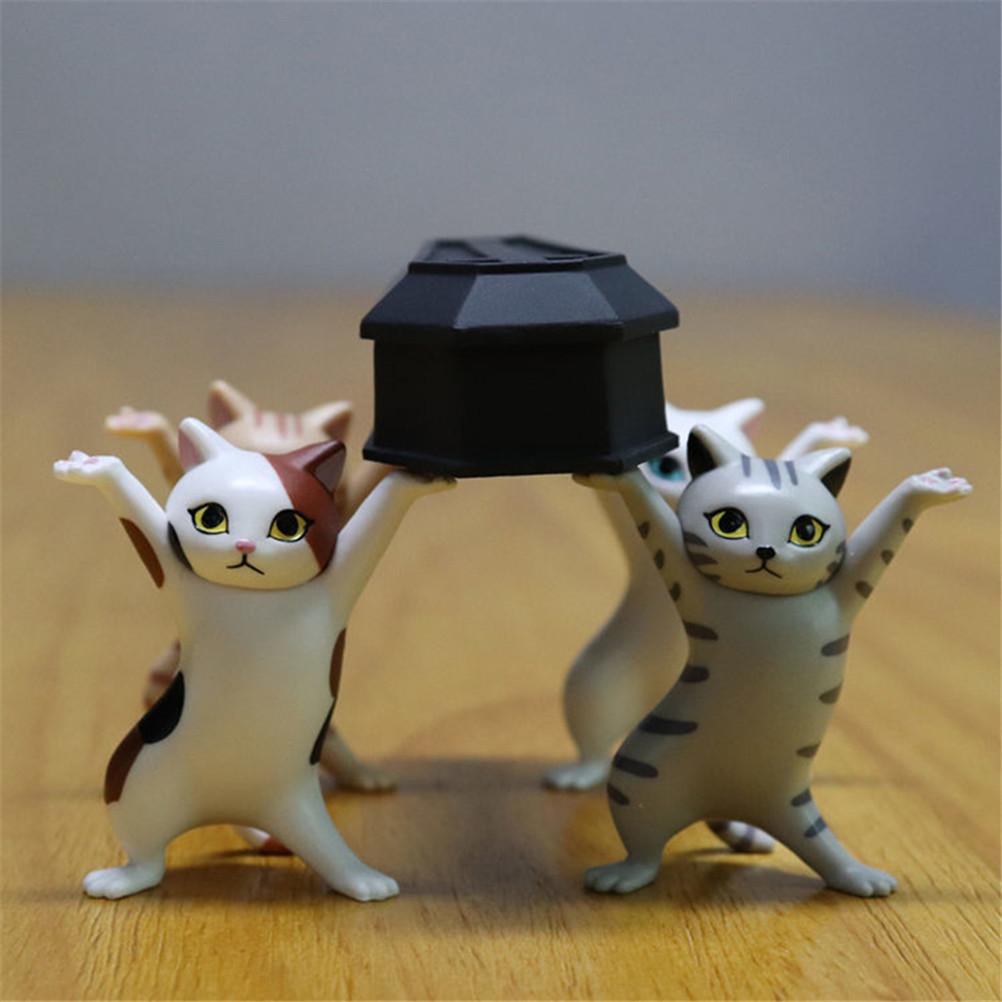 Katzenfiguren Spielzeug Anime Hände hebend Tanzende Katze Modell Katzen Ornamente Katzenfiguren Spielzeug für Kinderzimmer Arbeitszimmer