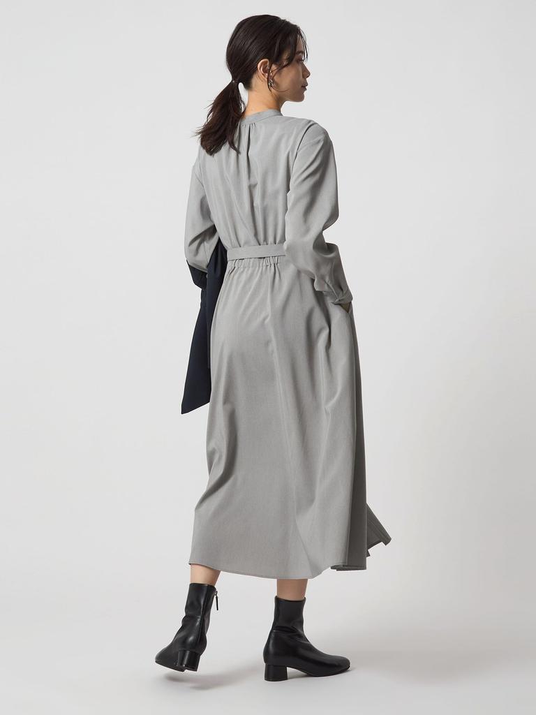 United Arrows Green Label Relaxing Waist Belt Long Sleeve Dress, Machine Washable, 35261992747 7900 Navy (79) Free Shipping