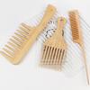 1Pcs Natural Bamboo Wooden Hair Comb Anti-Static Afro Fork Combs For Women Round Wide Tooth Wood Comb