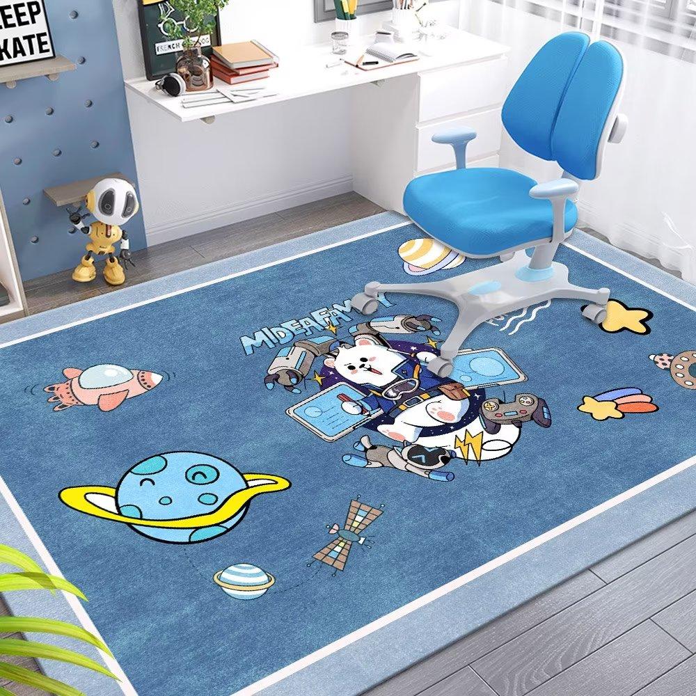 Soft Kids Cartoon Rug Spaceman Design Playroom Carpet Non Slip Floor Mat for Children Bedroom Living Room Nursery