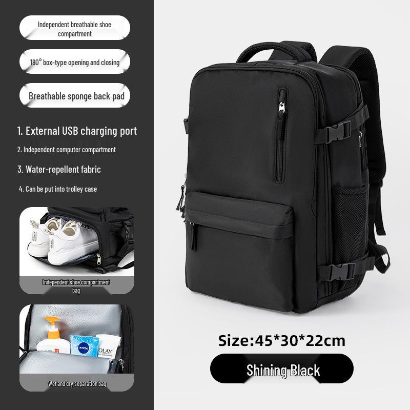 Expandable Travel Backpack with Shoe Compartment and Wet/Dry Separation for Men and Women - Perfect for Short Trips and Business Travel