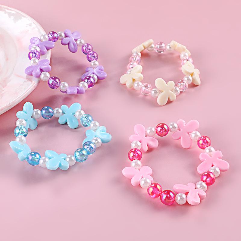 Children's Pink Flower Bow Acrylic Princess Bracelet