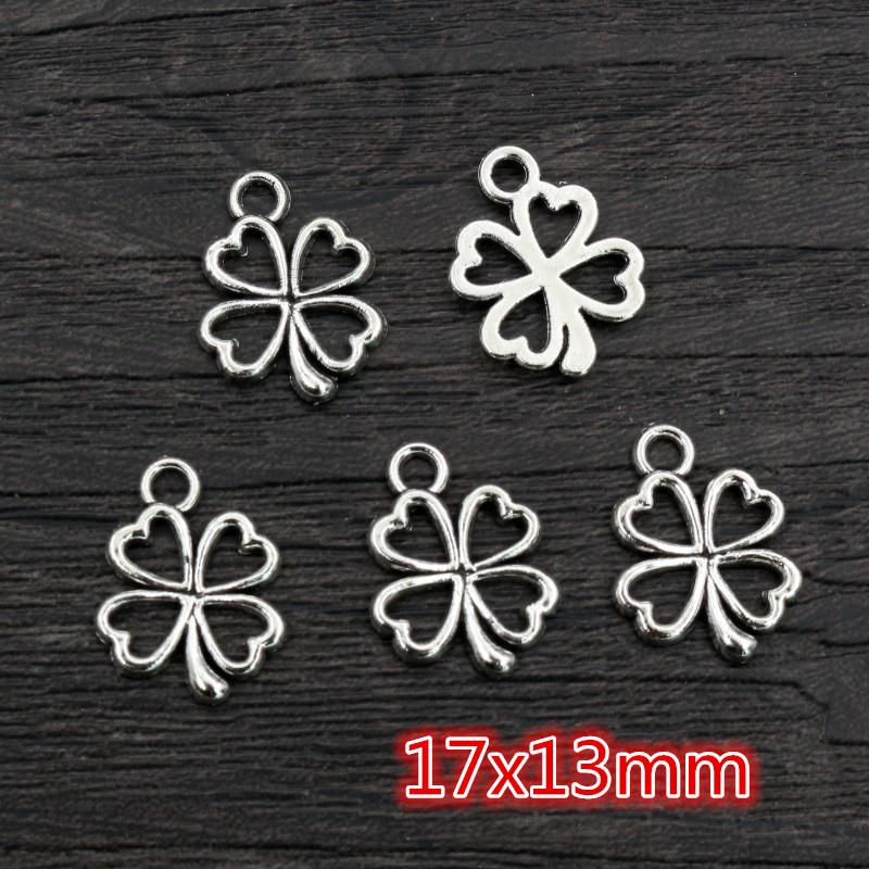 40pcs 3-Styles Bronze Antique Silver Plated Clover Leaf Handmade Charms Pendant:DIY for bracelet necklace
