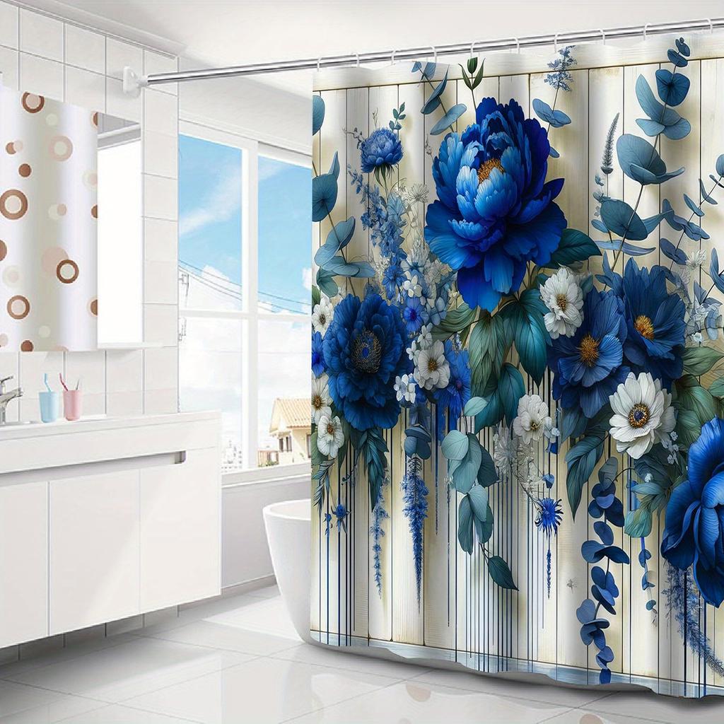 Blue Floral Bouquet Shower Curtain - Multi-Style Bath Decor, Perfect for Those Who Love Nature-Inspired and Practical Designs