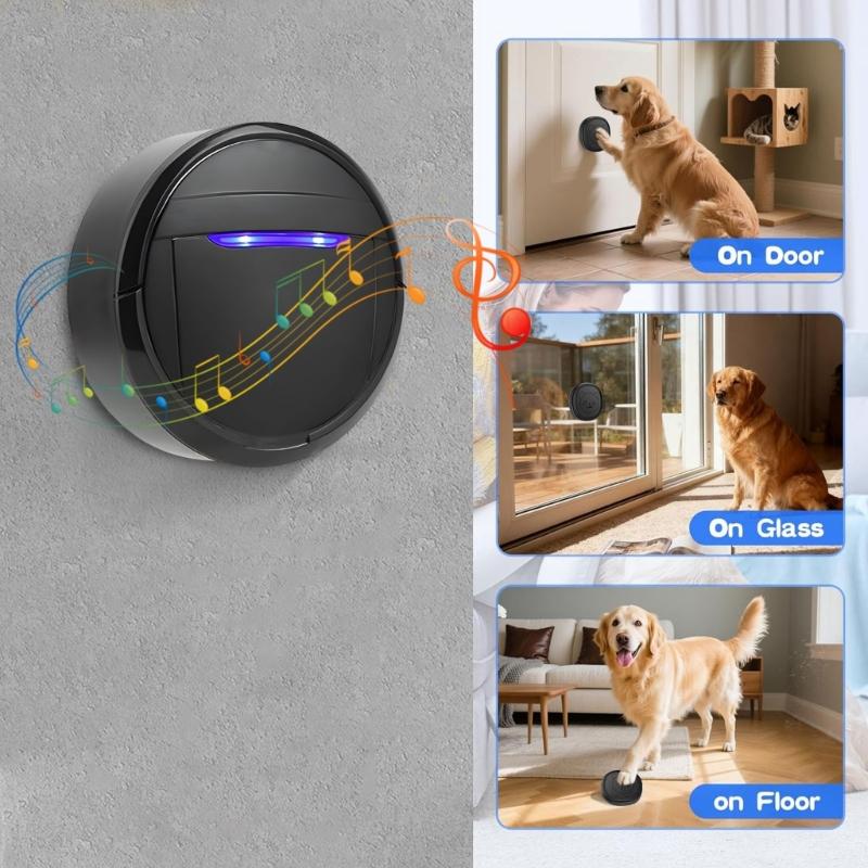 Wireless Pet Entry Notification System With 55 Song Selections Simple Attachment For Dogs Prevents Your Door From Damage