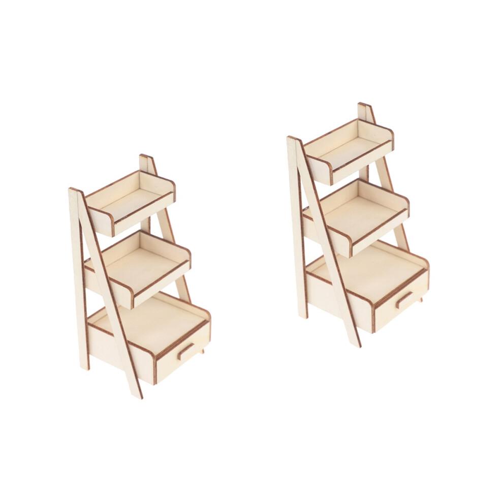 Mini Wooden Flower Stands for 1:12 Dollhouse, 2-Piece