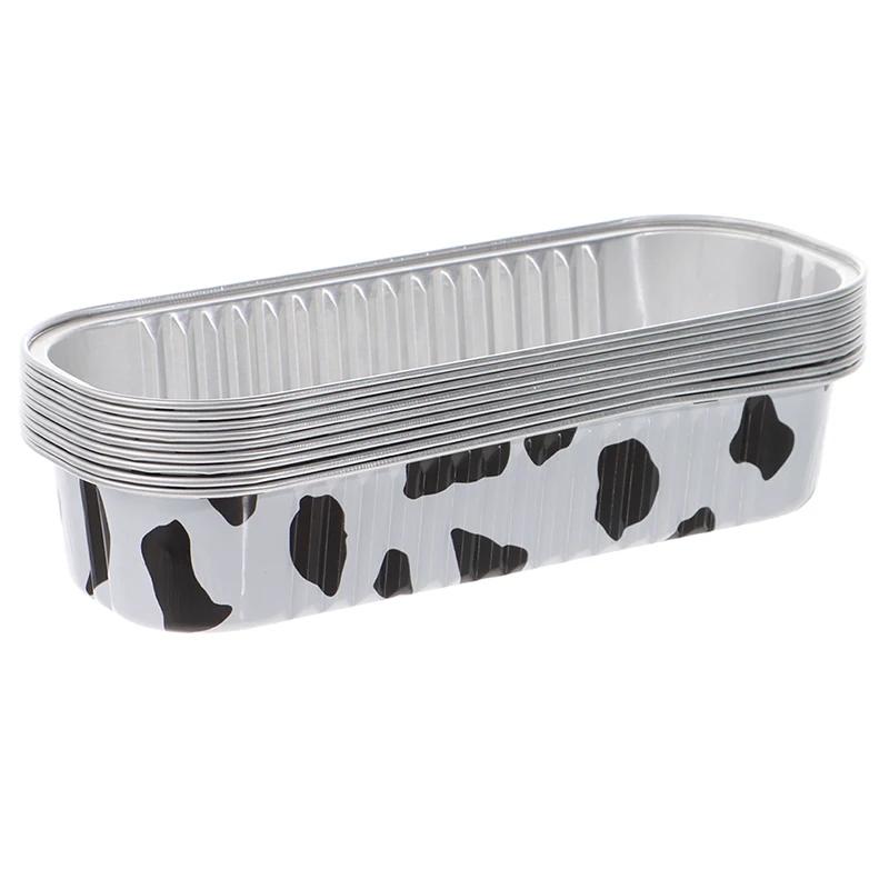 10pcs 200ml Aluminum Foil Loaf Pans With Lids Rectangle Non-Stick Baking Tins Bread Packing Container Disposable Bakeware Molds