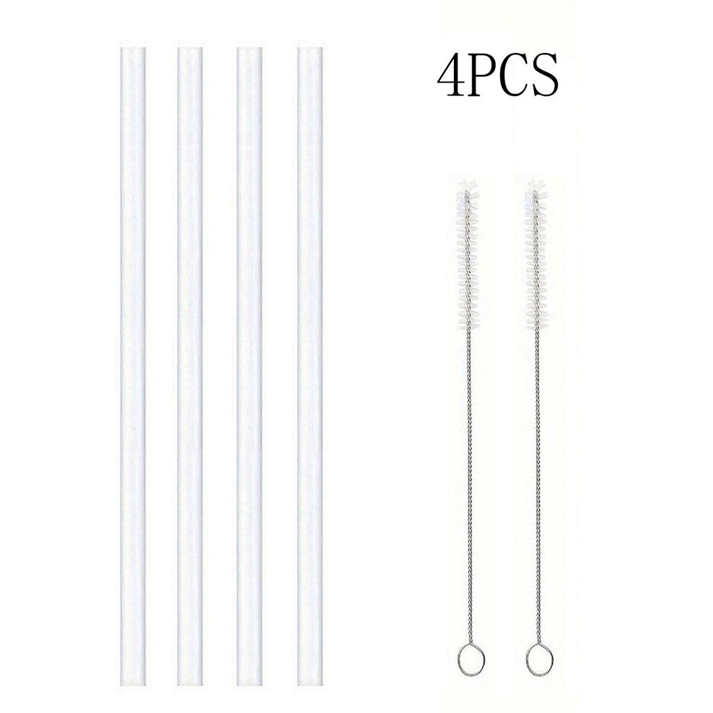 Replacement Straws for Stanley 40 oz Cup Tumbler, 12 Pack Clear Reusable Plastic Straws, 2 Straw Brushes,for Stanley Cup