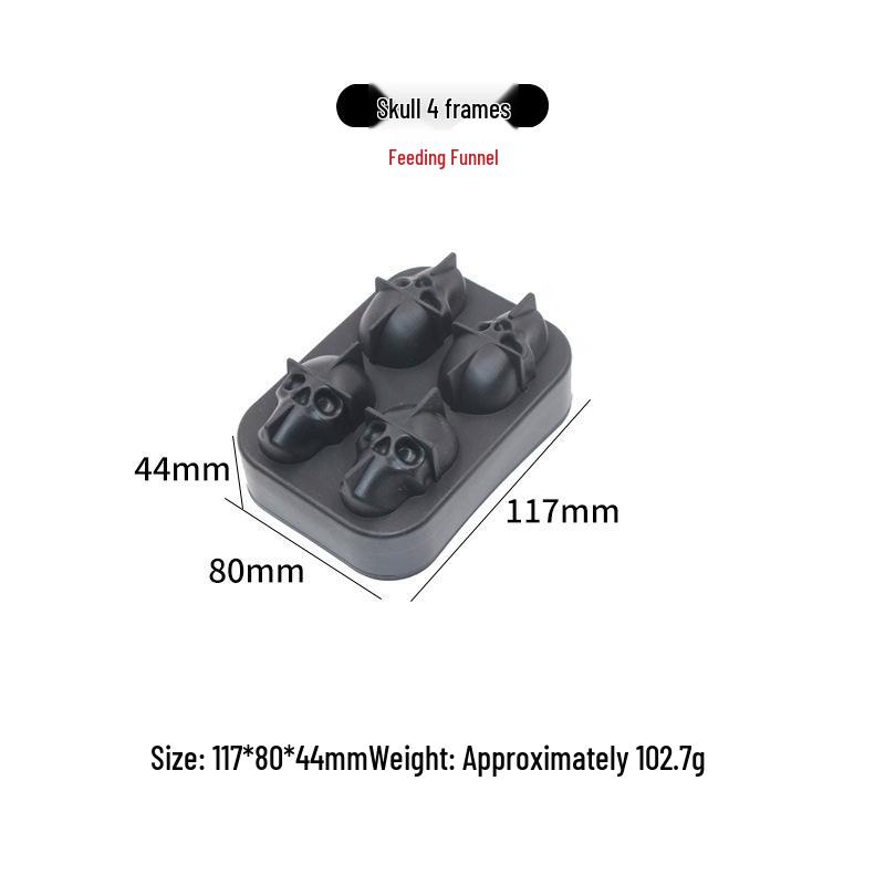 Silicone Skull Ice Cube Tray – Four-Connected Creative Halloween Mold