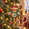 Handmade Holiday Ornaments Christmas Reindeer Hanging Ornament, Wooden Deer Decoration with Stocking Star Candy Party Supplies Cane Charms,