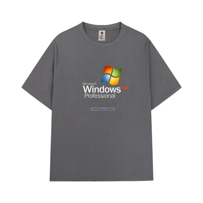 2025 Windows Trykket T-skjorte Casual Mote Løs Komfort Pustende Bomull Hipster Sommerstil Herre T-skjorte