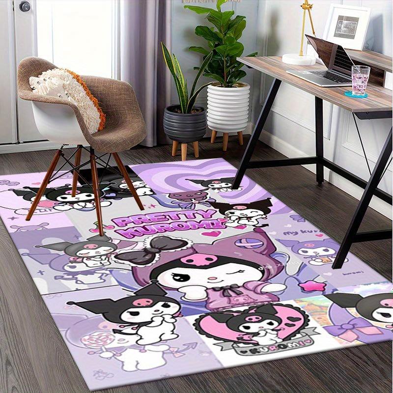 1pc Sanrio Kuromi Mermaid Printed Office Carpet Rectangle Rug Under The Table,Perfect Room Decor for Living Room, Bedroom, Kitchen, Non-slip Floor Mat