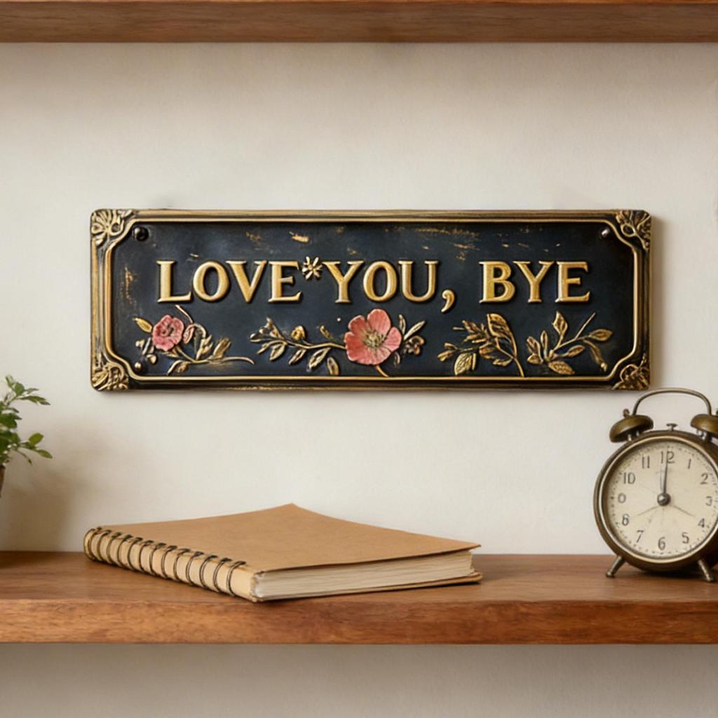 Retro Metal Wall Sign Love You Bye Wall Decor Sign Rustic Hangable Art Metal Decor For Farmhouse Living Room Bedroom Door