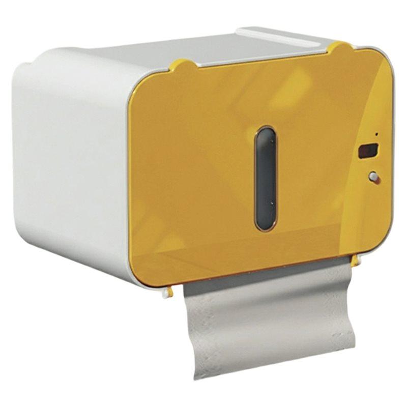 

AB34-Induction Toilet Paper Holder Shelf Automatic Waterproof Paper Rack Wall Mounted Toilet Dispenser Bathroom Accessories жёлтый
