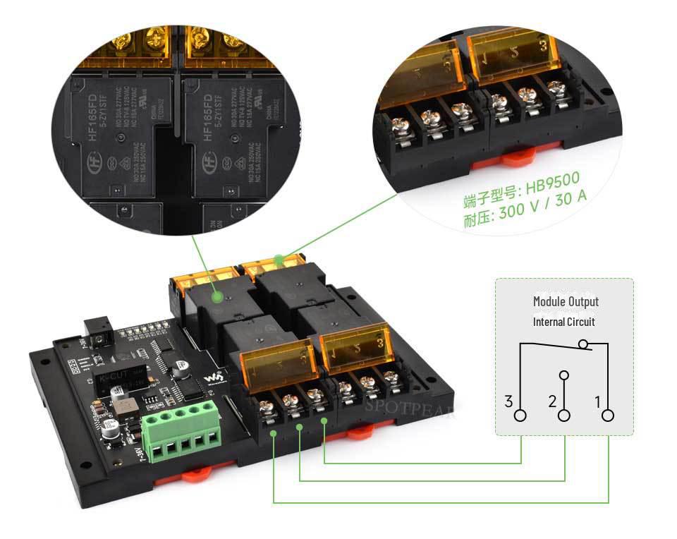 4-Way RS485 Modbus RTU High-Current Relay Module with Rail Protection