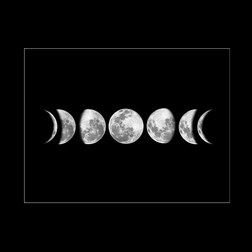 Moon Phases Canvas Painting Rimless Paintings on Wall Art for Home Decorations(Black090 2)