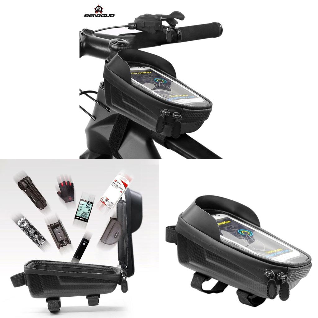 Bicycle Handlebar Storage Bag With Pvc Hard Shell Large Capacity For Cycling Gear And Phone Protection