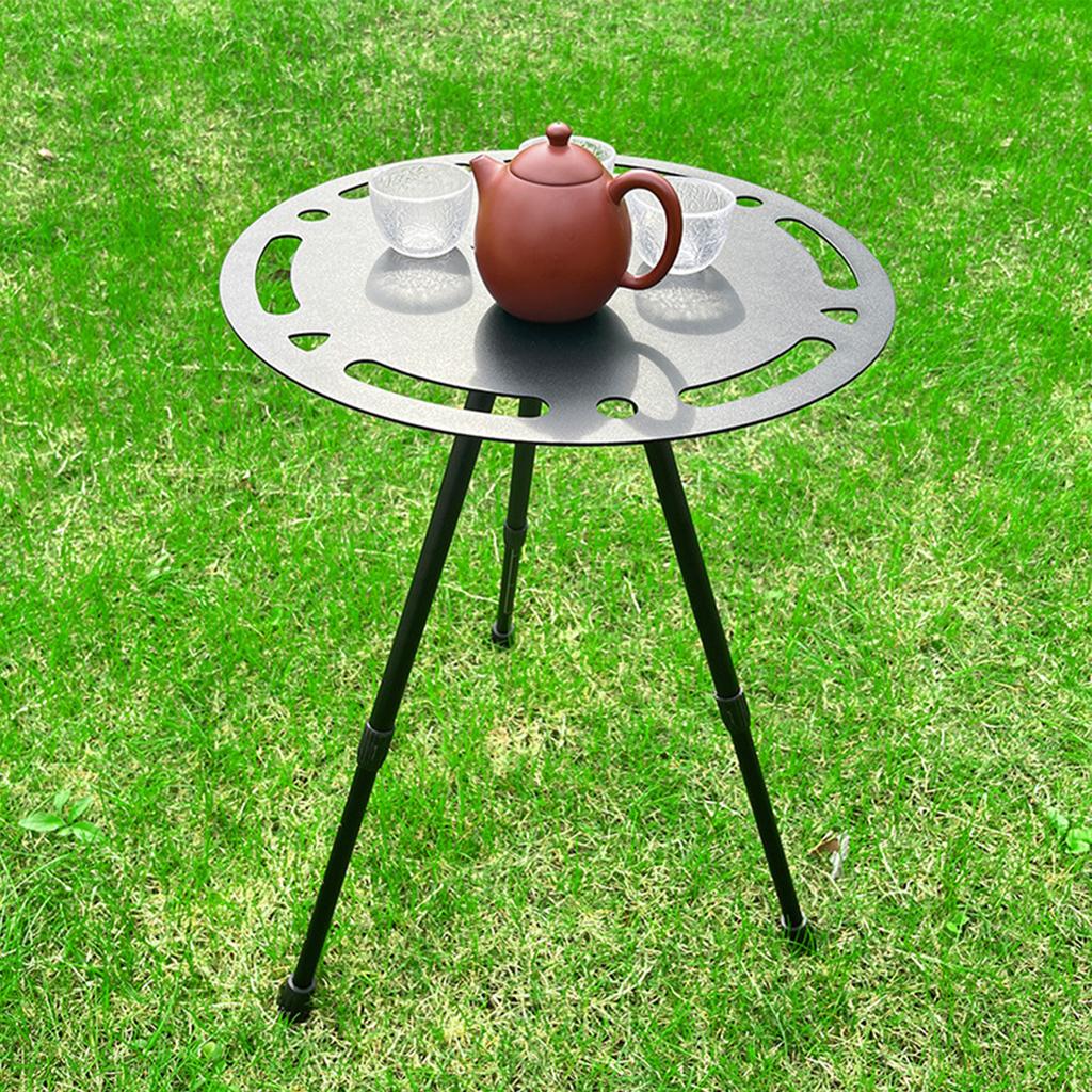 Outdoor Folding Small Round Table Portable Height Adjustable Aluminum Alloy Lightweight Foldable Round Camping Table