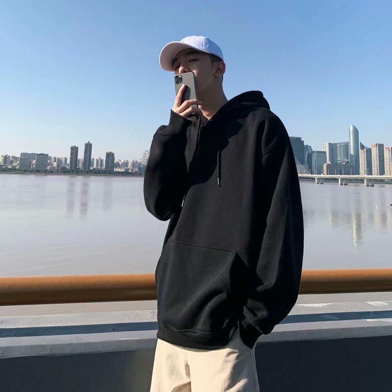 Men's Loose Fit Hooded Sweatshirt, New 2025 Style, Light Gray, Casual Jacket for Spring/Autumn/Winter
