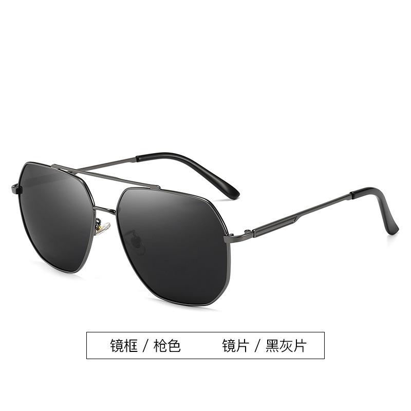 Polarized, Sunglasses Men'S Retro Toad Sunglasses High Definition Polygon Double Beam Tide Metal Ins Fashion