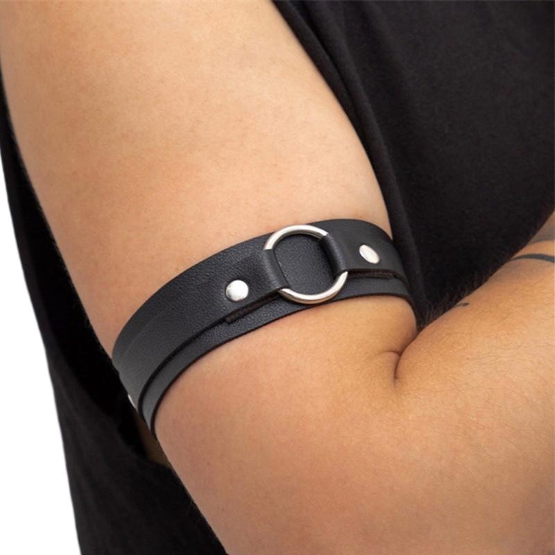 

Wide Medieval Style Arm Bracelet Black Pleather Gothic Bracelet For Men Gothic Rock Halloween Party Accessory