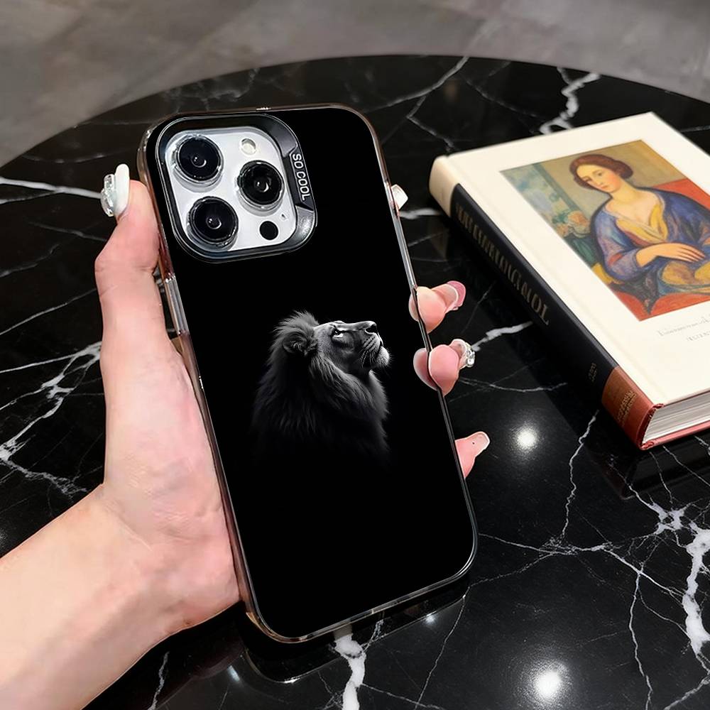 

L-Lion P-Pattern Phone Case For iPhone 17,16,15,14,13,12,11 Plus,Pro Max,XS,Colorful Silver Black Cover iPhone11PROMAX
