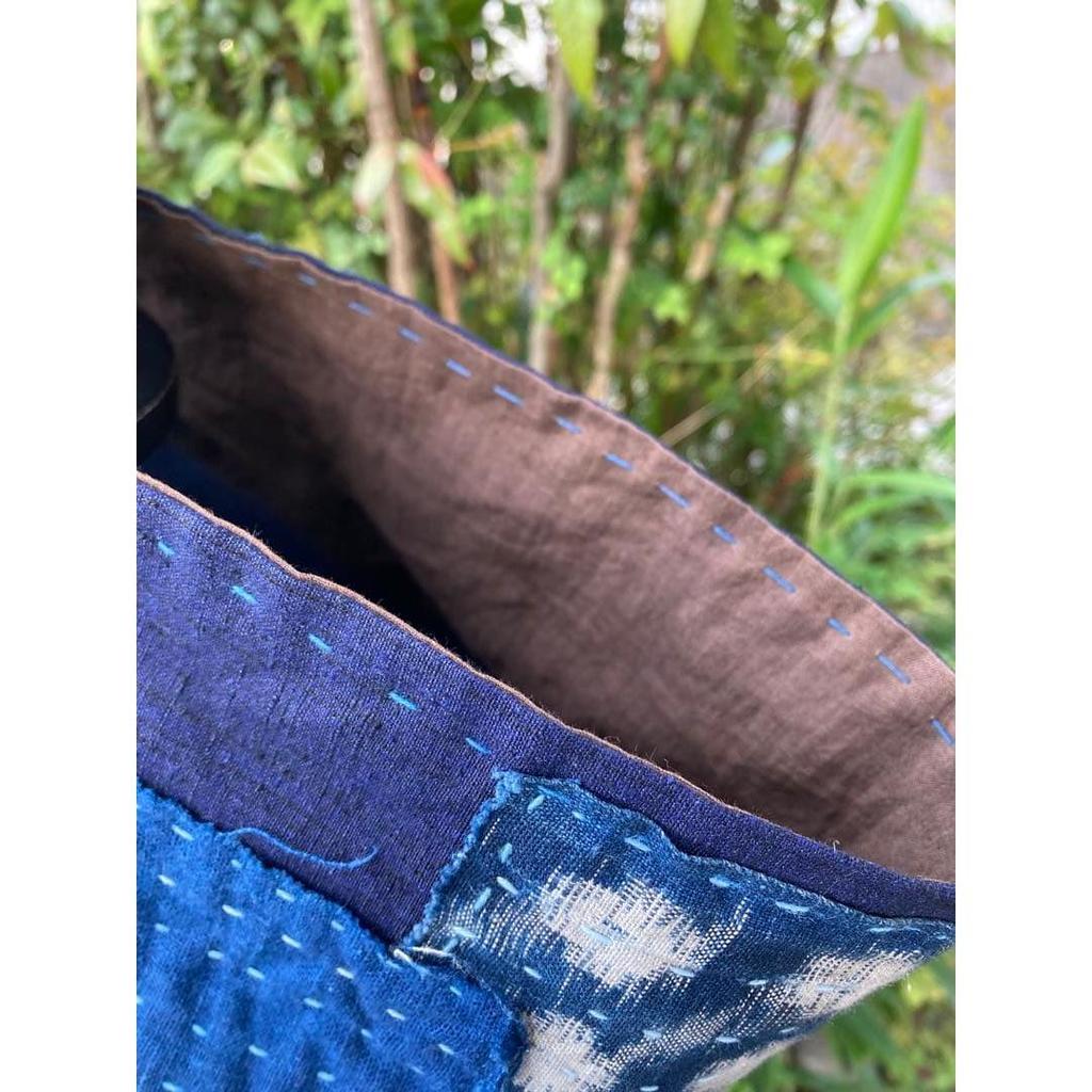 Used B69 Boro Snood Old Cloth Remake Indigo Dye Kasuri Patchwork Sewing Sashiko