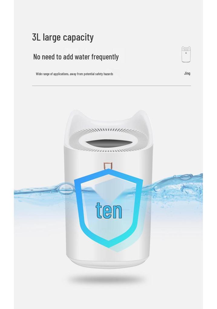 USB Humidifier & Air Purifier with Large Mist Output and Atmosphere Light for Home Bedroom